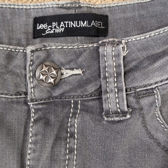 Lee Platinum Label Grey Gray Jeans Mid Rise Straight Leg Selvedge Denim - Size 6 - Picture 6 of 11